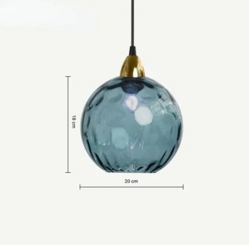 Glass Globe Pendant Light with Coloured Shade, E27