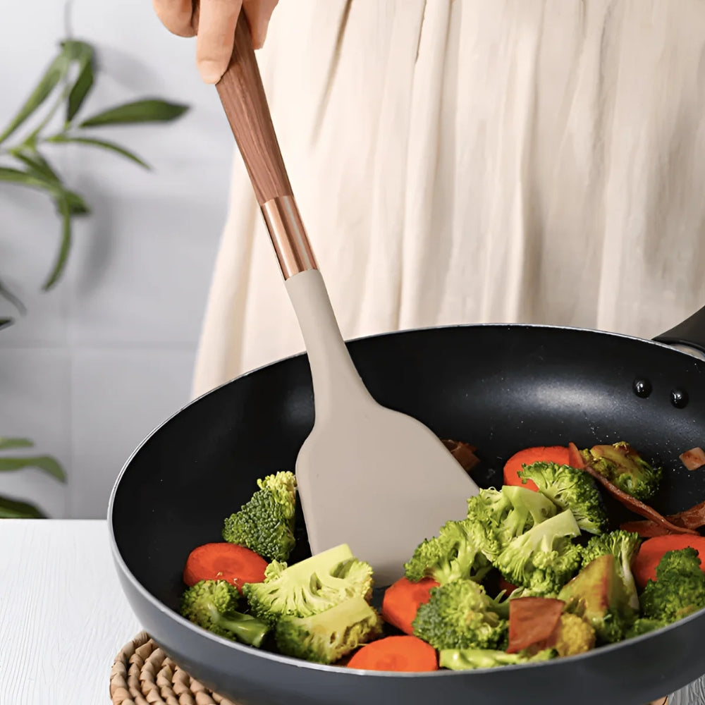 10-Piece Silicone Cooking Utensil Set, Heat Resistant Handles