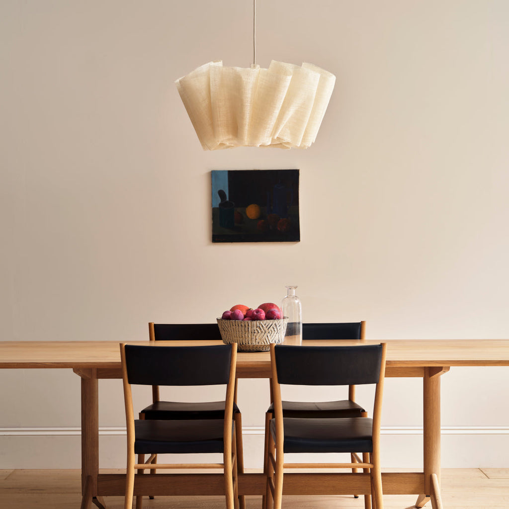Pleated Fabric Pendant Light, 40cm Drum Shade, Scandi Style