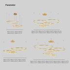 Circular Ring LED Pendant Light, 2-5 Rings, Black, Gold or Brown