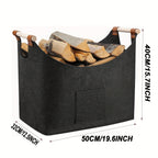 Felt Log Basket 55L with Wooden Handles, Foldable