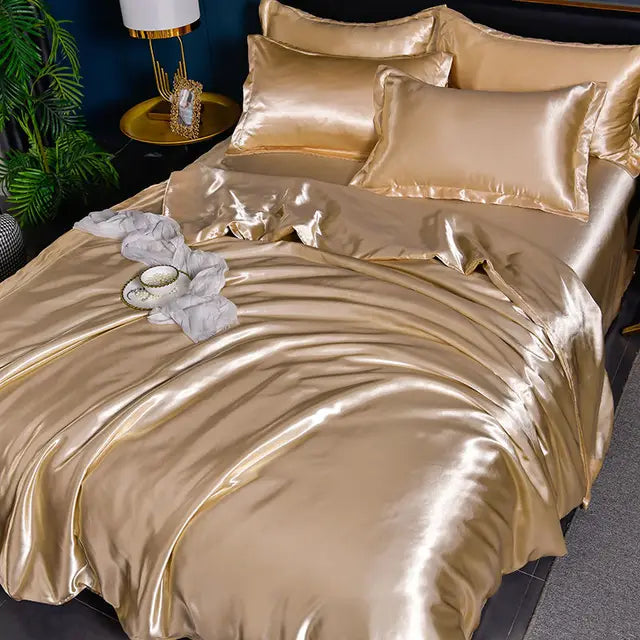 Satin Duvet Cover Set with 2 Pillowcases, 4 Sizes