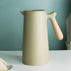 Insulated 1 Litre Carafe with Wooden Handle, Double Walled