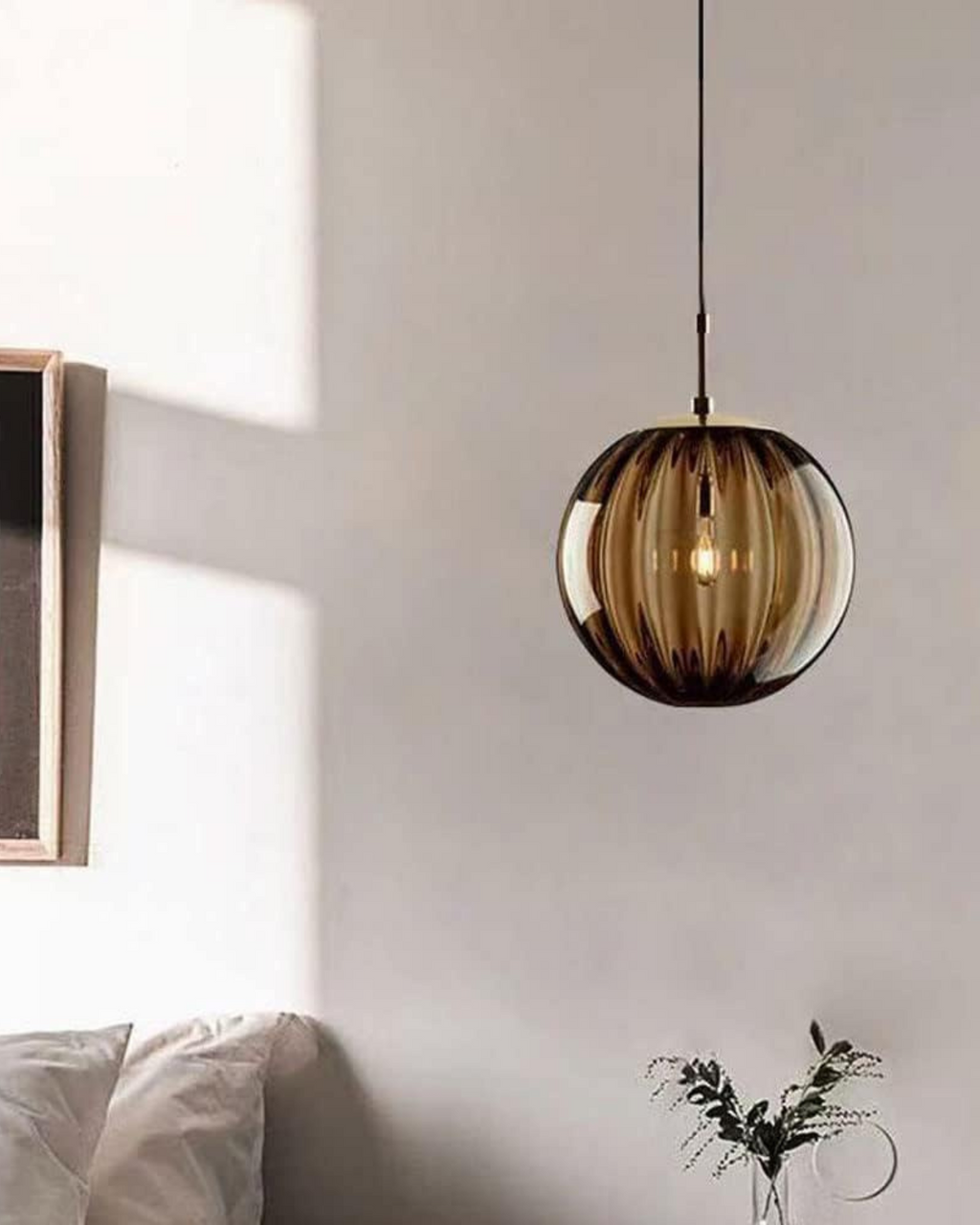 Textured Glass Globe Pendant Light, Adjustable Drop