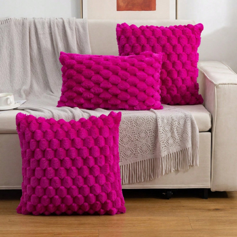 3D Textured Cushion Cover in Cotton Blend with Zip, 11 Colours