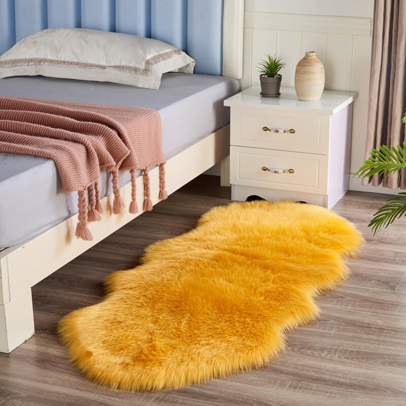 Long Pile Faux Fur Rug with Non-Slip Backing, Five Sizes