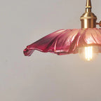 Ribbed Glass Flower Pendant Light with Gold-Tone Fitting