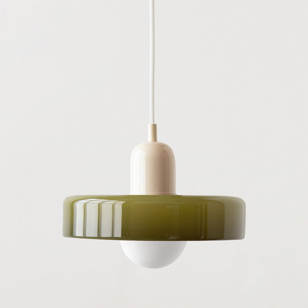 Coloured Glass Pendant Light with G9 Bulb, Retro Design