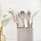 12-Piece Silicone Utensil Set with Stainless Steel Handles