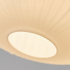 Milk Glass Dome Pendant Light with Walnut Wood Top, 25 cm