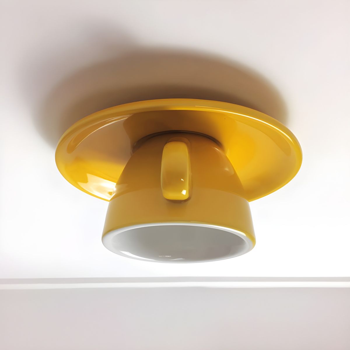 Ceramic Pendant Light in Pastel Yellow or Orange