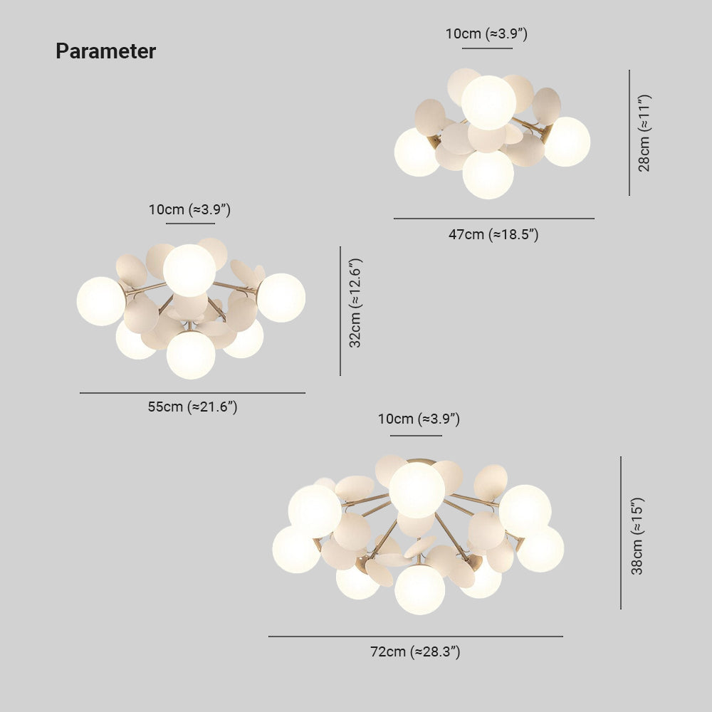 Glass Petal Flower Chandelier with Multiple Lights, G9 LED