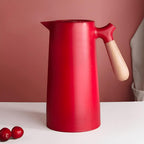 Insulated 1 Litre Carafe with Wooden Handle, Double Walled