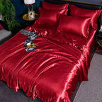 Satin Duvet Cover Set with 2 Pillowcases, 4 Sizes