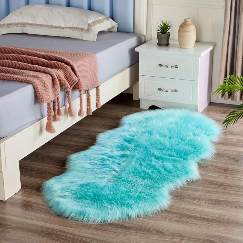 Long Pile Faux Fur Rug with Non-Slip Backing, Five Sizes