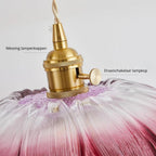 Ribbed Glass Flower Pendant Light with Gold-Tone Fitting