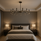 12-Light Black Wrought Iron Chandelier 100cm with Integrated LED