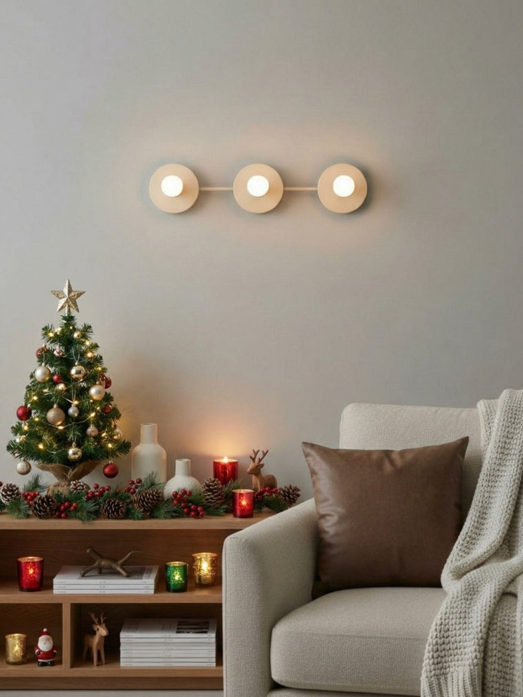 Minimalist 3-Light Wall Light, 55.9cm Wide, Eight Colours