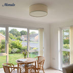 Linen Drum Ceiling Light, 45.7cm, White Flax Texture