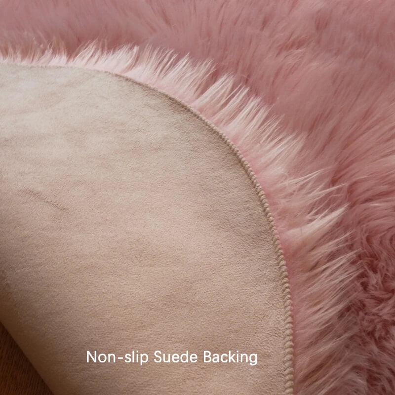 Faux Sheepskin Rug, Fluffy with Non-Slip Suede-Look Backing