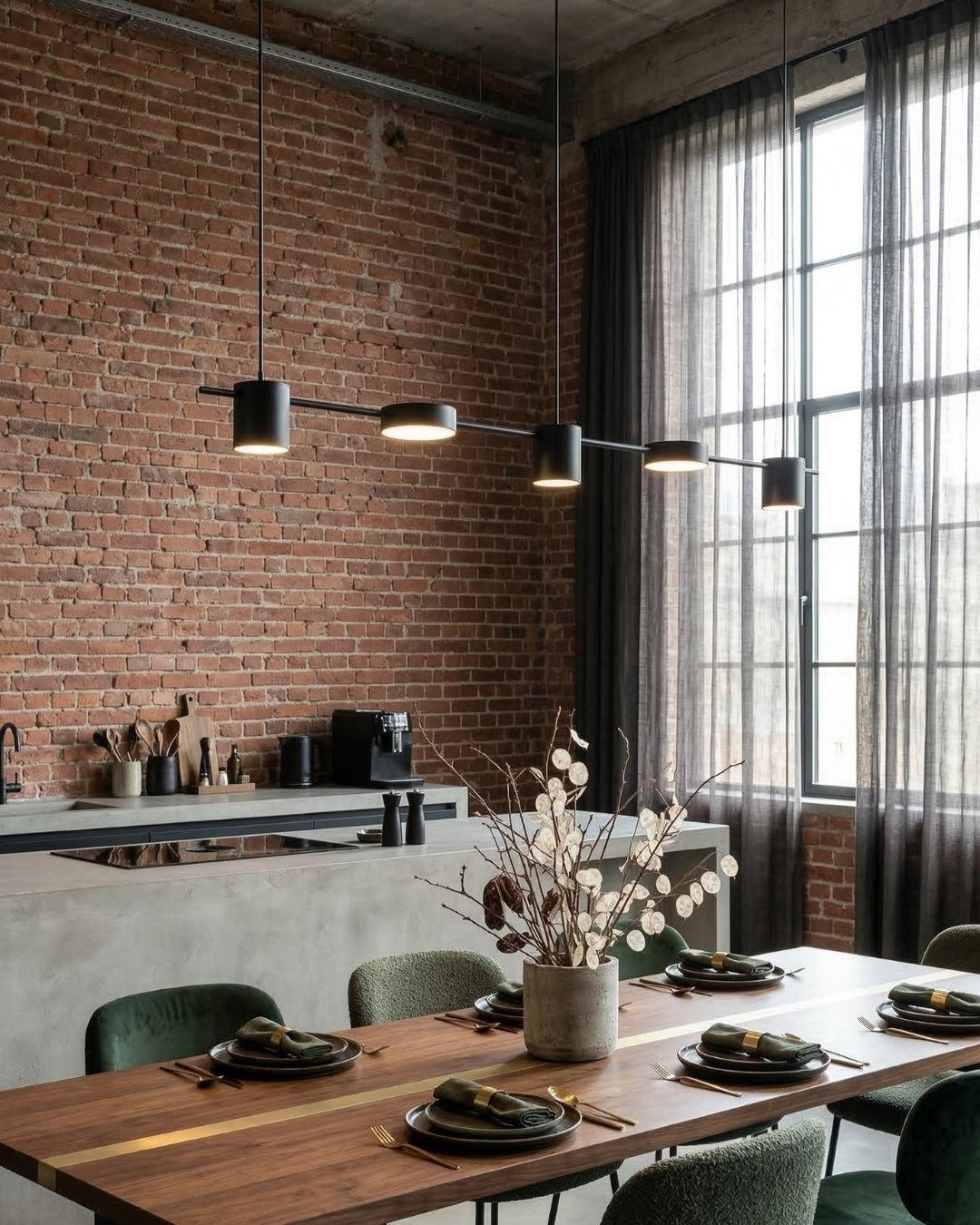 Linear LED Pendant Light with Acrylic Diffuser, Dimmable
