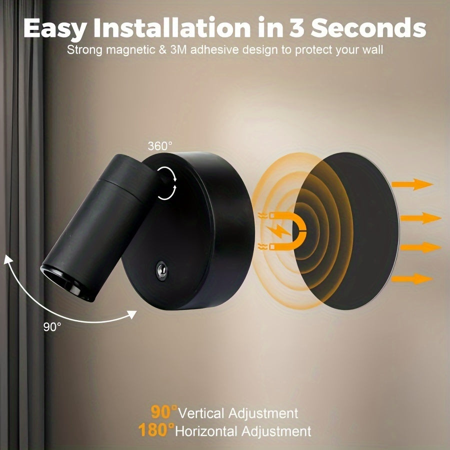 Cordless LED Accent Light, Dimmable with Touch Control, Black
