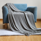 Chunky Knit Throw with Fringe Trim, Soft Acrylic, 2 Sizes