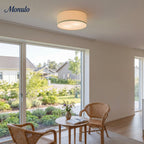 Linen Drum Ceiling Light, 45.7cm, White Flax Texture