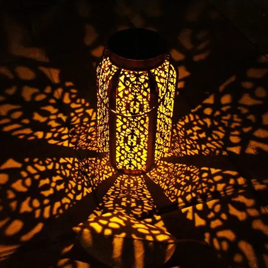 Solar Lantern with Moroccan Cut-Out Pattern, IP44, 23.5cm High