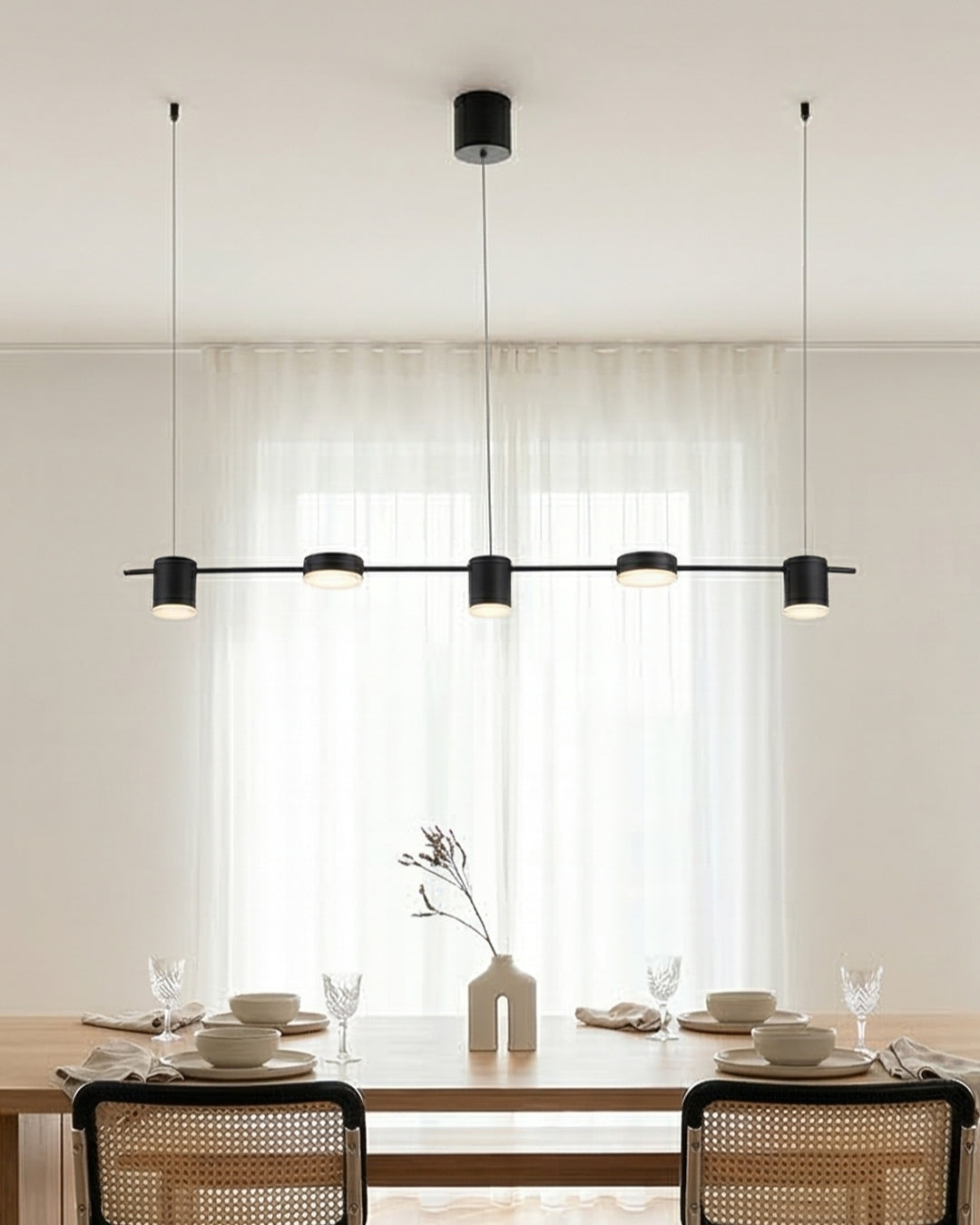 Linear LED Pendant Light with Acrylic Diffuser, Dimmable