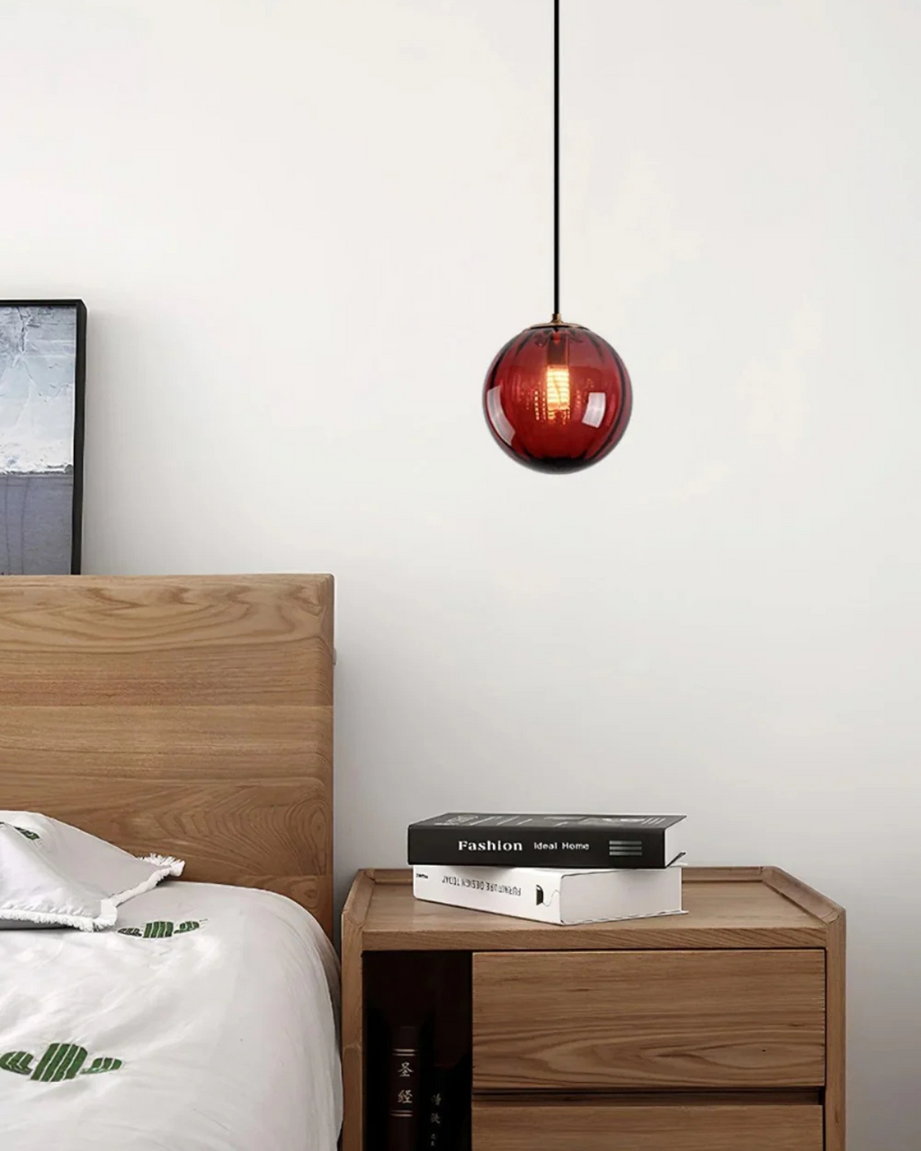 Textured Glass Globe Pendant Light, Adjustable Drop