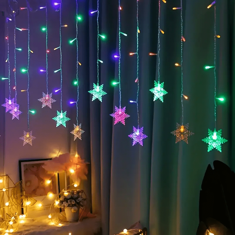 USB Snowflake String Lights 4m, Warm White or Multicolour
