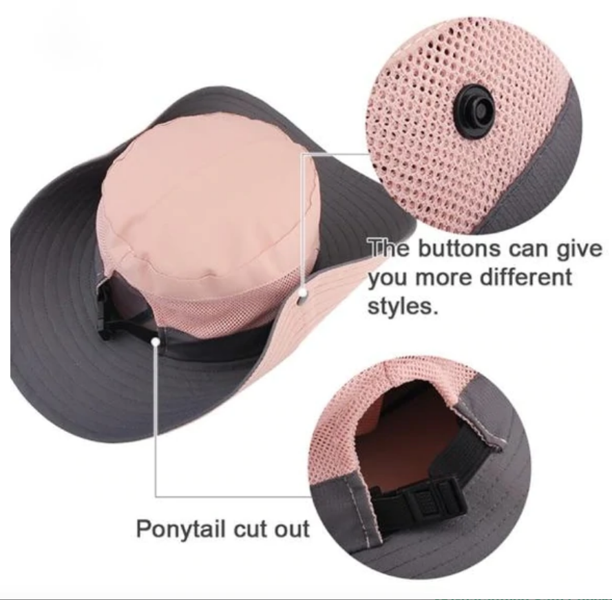 Foldable UPF50+ Sun Hat with Ponytail Opening