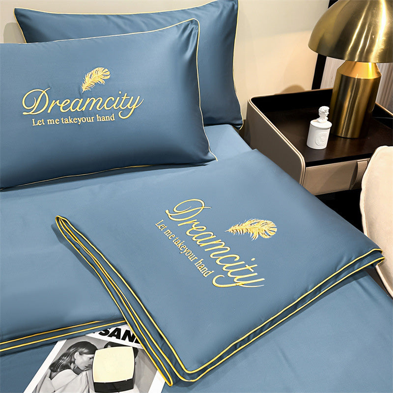 Cooling Ice Silk Duvet Cover Set, Breathable 3D Weave