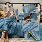 Cooling Ice Silk Duvet Cover Set, Breathable 3D Weave
