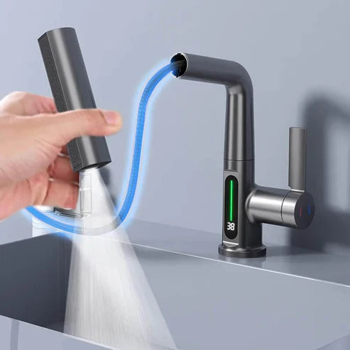 Kitchen Tap with LED Temperature Display and Five Spray Modes