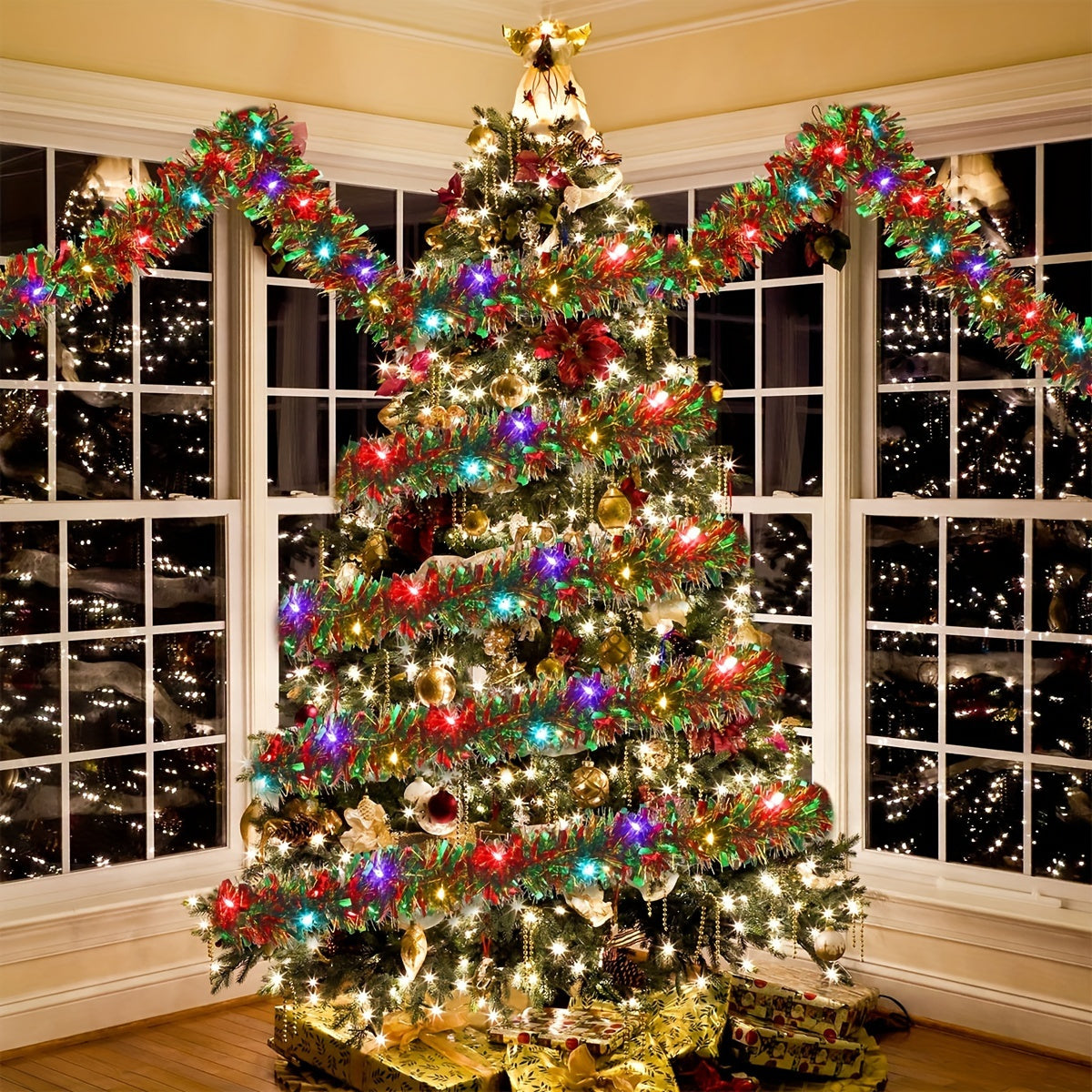 Glitter LED Garland 4.88 m with 50 Warm White Lights, Battery