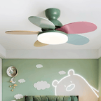 Kids Ceiling Fan with LED Light and Colourful Blades, Remote