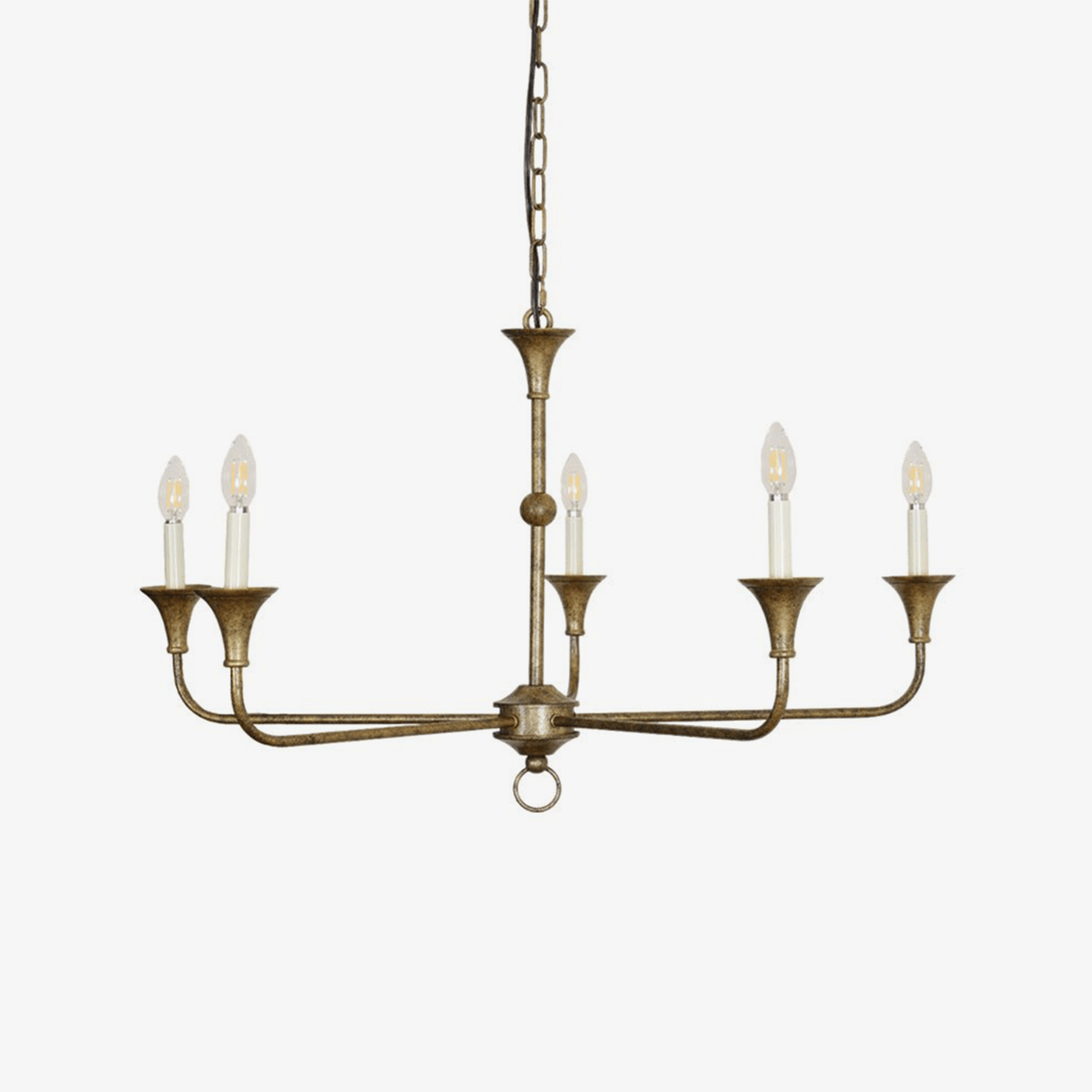 Brass Candle Chandelier with 5 or 6 Arms, E14, Six Finishes