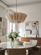 Pleated Fabric Pendant Light, 40cm Drum Shade, Scandi Style
