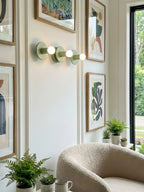 3-Light Wall Light with Spherical Glass Shades, Nine Colours