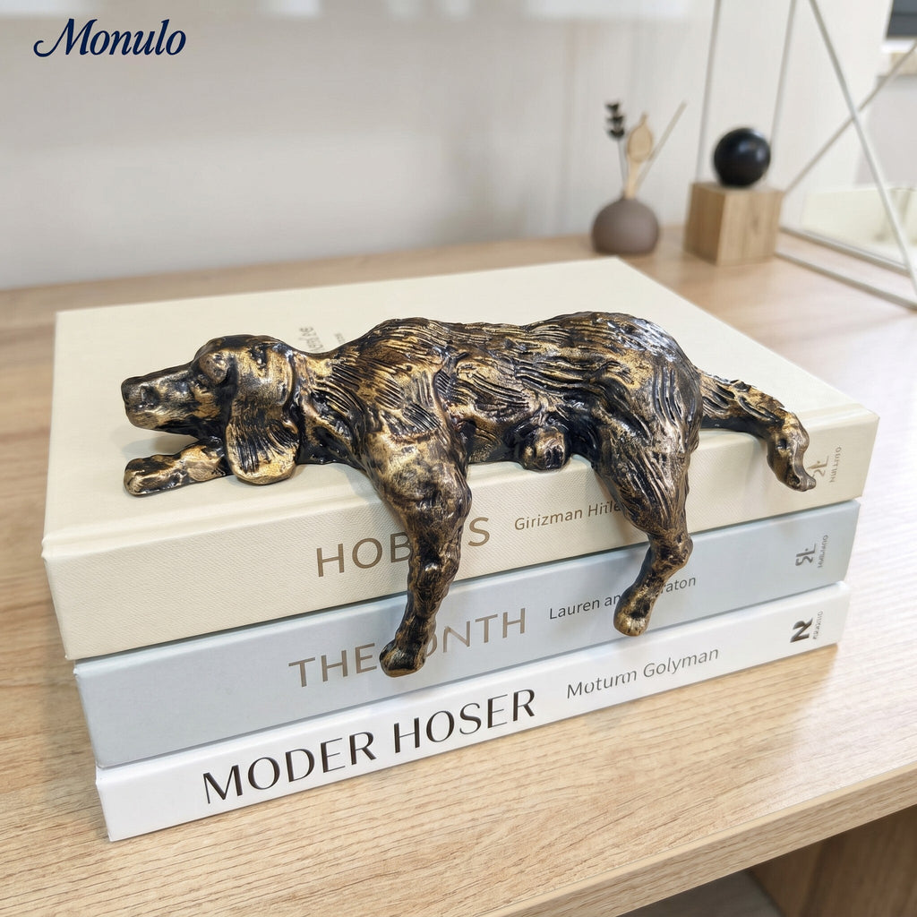 Geometric Iron Dog Sculpture, Minimalist Desk Ornament