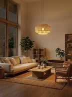 Handwoven Hemp Rope and Rattan Drum Pendant Light