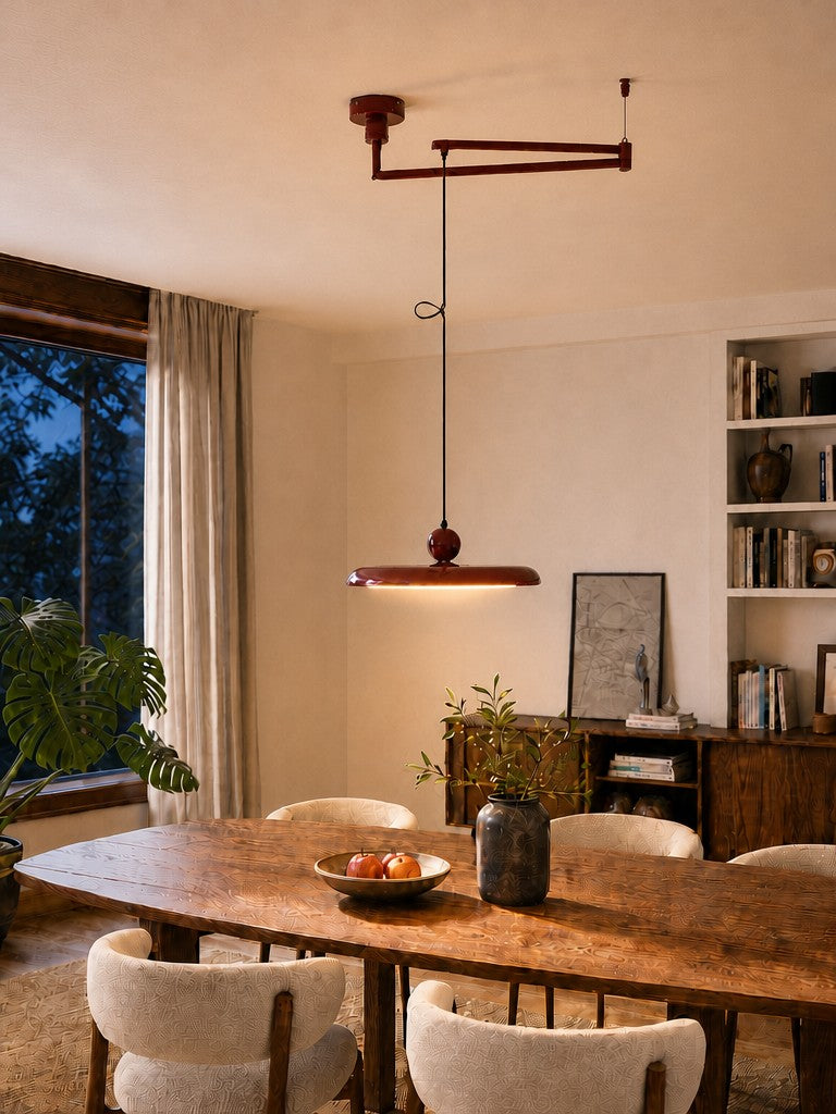 Adjustable Swing Arm Pendant Light in Metal, 40 cm Shade