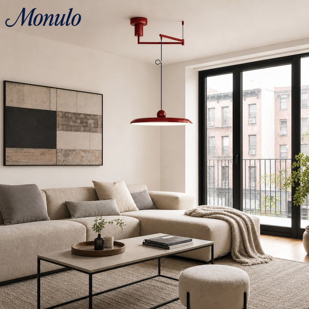Adjustable Swing Arm Pendant Light in Metal, 40 cm Shade