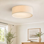 Linen Drum Ceiling Light, 45.7cm, White Flax Texture