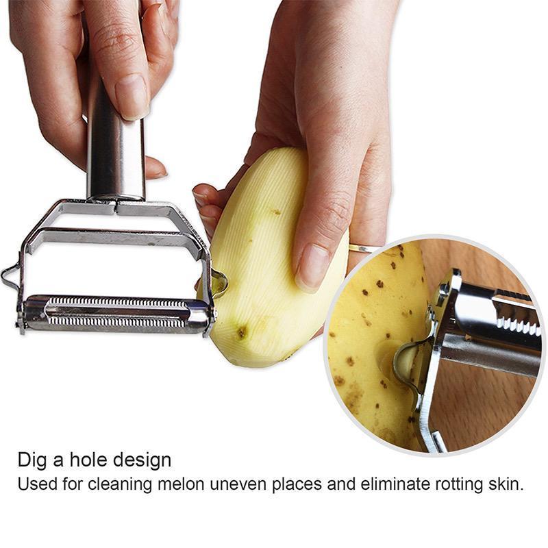 Double-Blade Vegetable Peeler with Julienne Cutter, Stainless Steel