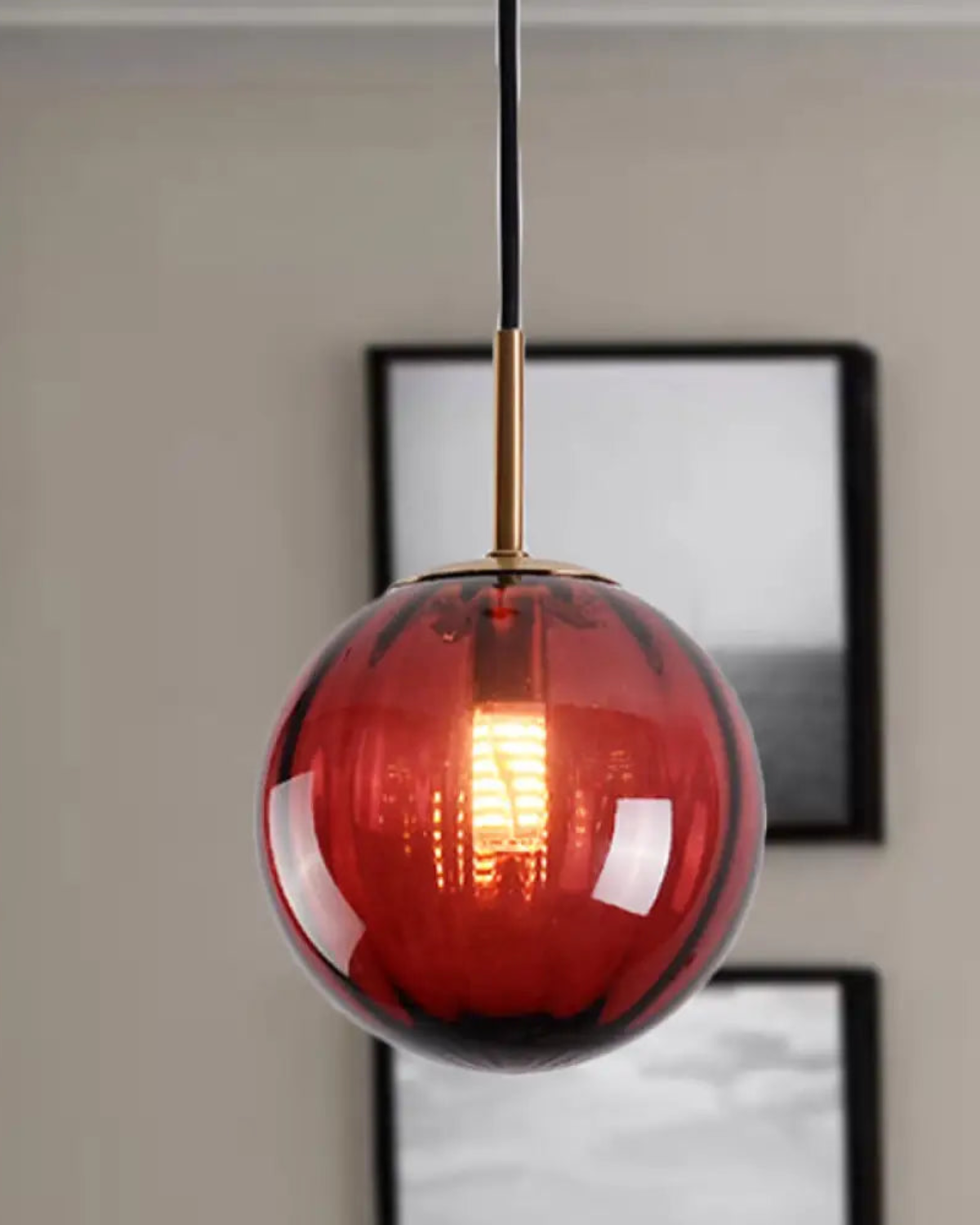 Textured Glass Globe Pendant Light, Adjustable Drop