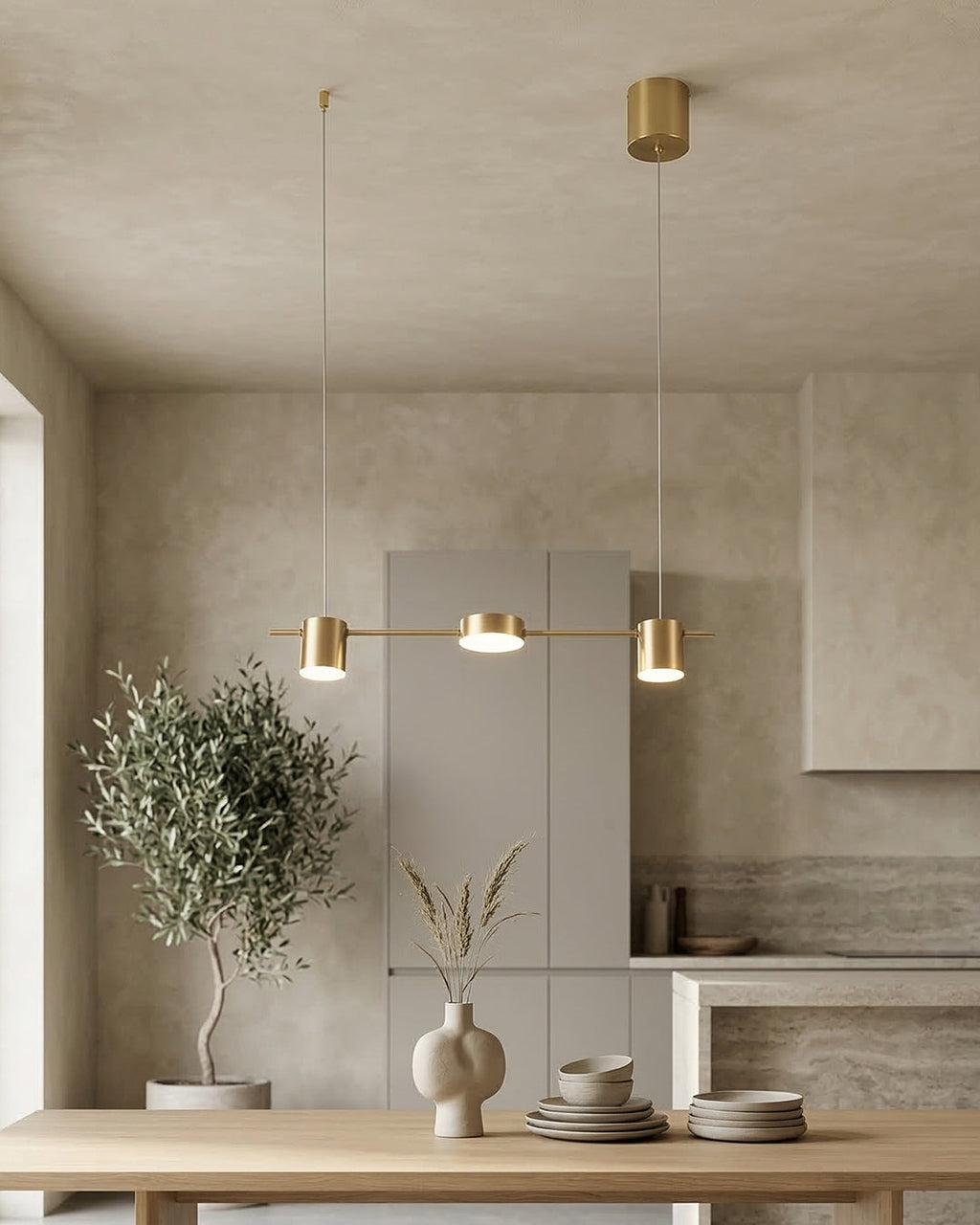 Linear LED Pendant Light with Acrylic Diffuser, Dimmable