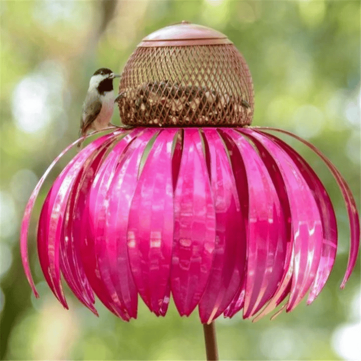 Decorative Metal Bird Feeder on Garden Stake